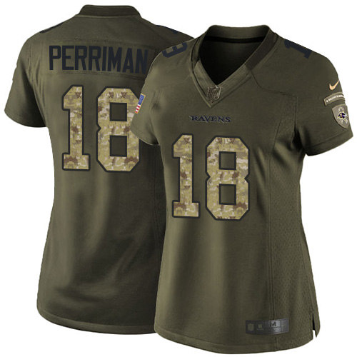 Women's Elite Breshad Perriman Nike Jersey Green - #18 Salute to Service NFL Baltimore Ravens